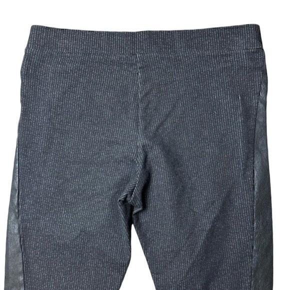 Alice + Olivia Women's Black Ribbed Zip Front Leather Panel Leggings Size 6 - Picture 8 of 11